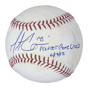 2012 Matt Cain Perfect Game-Game Used and Signed/Inscribed OML Selig Baseball Used on 06/13/12 ! (Beckett)